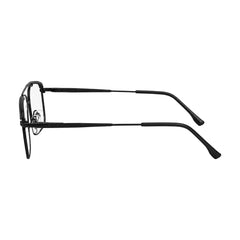 OS Slomga 31010 square double bridge metal prescription eyeglasses in matte black, side profile view