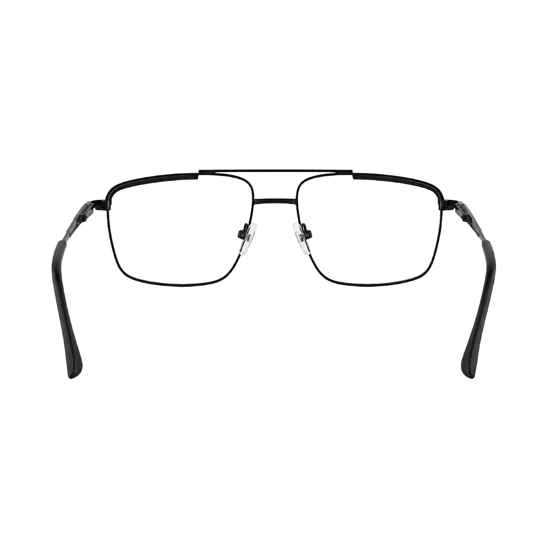 OS Slomga 31010 square double bridge metal prescription eyeglasses in matte black, rear view