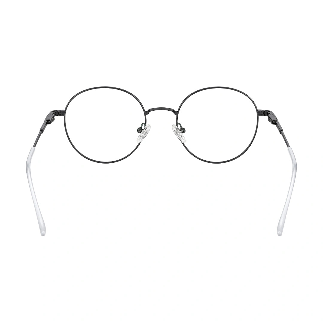 OS Solitude 15103 round saddle bridge metal prescription eyeglasses, rear view