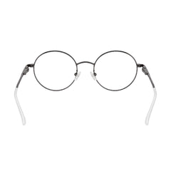 OS Solitude 15106 lightweight round prescription glasses in gunmetal and white, rear view