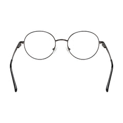 OS Solitude 15107 classic round metal prescription eyeglasses in gunmetal and black, rear view