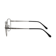 OS Solitude 15112 classic square metal prescription eyeglasses in black and silver, side profile view