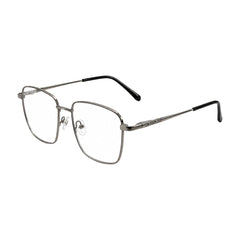 OS Solitude 15112 classic square metal prescription eyeglasses in black and silver, three-quarter angled view