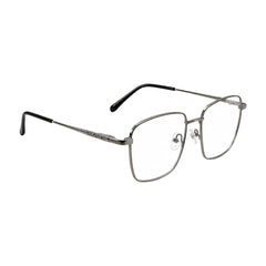 OS Solitude 15112 classic square metal prescription eyeglasses in black and silver, angled view