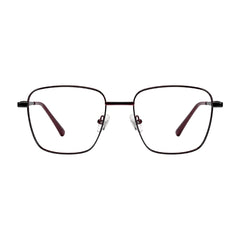 OS Solitude 15112 classic square metal prescription eyeglasses in black and wine, front view