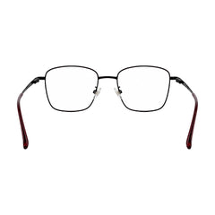 OS Solitude 15112 classic square metal prescription eyeglasses in black and wine, rear view
