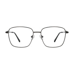 OS Solitude 15112 classic square metal prescription eyeglasses in gunmetal and black, front view