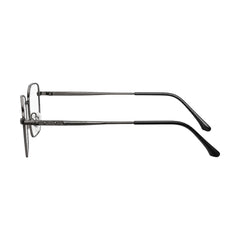 OS Solitude 15112 classic square metal prescription eyeglasses in gunmetal and black, side profile view