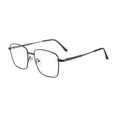OS Solitude 15112 classic square metal prescription eyeglasses in gunmetal and black, three-quarter angled view