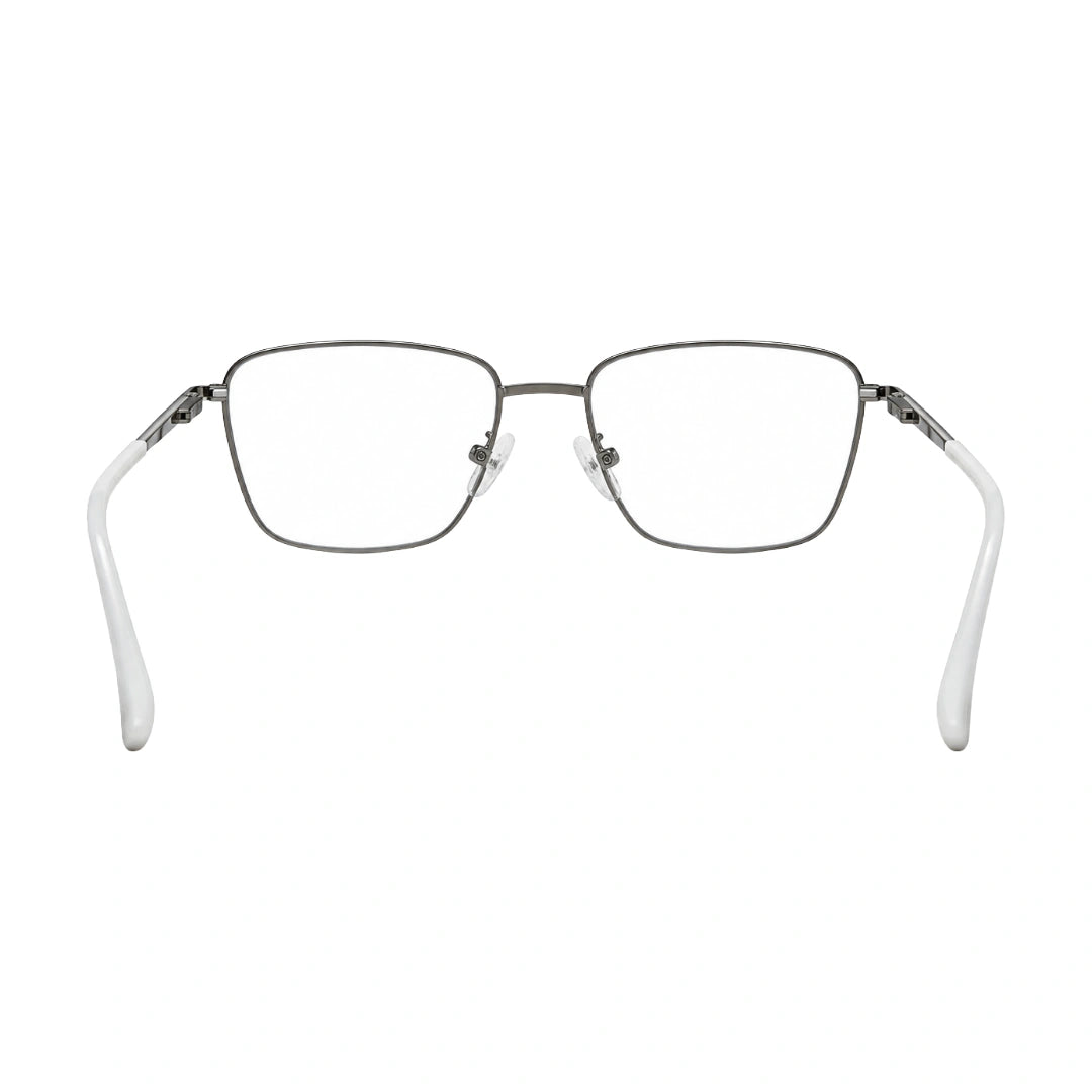 OS Solitude 15112 classic square metal prescription eyeglasses in gunmetal and white