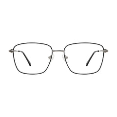 OS Solitude 15112 classic square metal prescription eyeglasses in silver and black, front view
