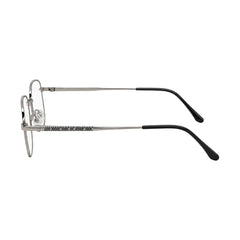 OS Solitude 15112 classic square metal prescription eyeglasses in silver and black, side profile view