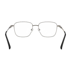 OS Solitude 15112 classic square metal prescription eyeglasses in silver and black, rear view