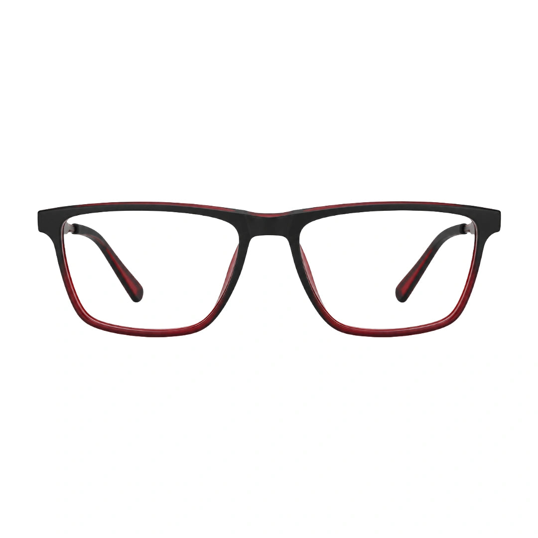 OS Sea Rock 006 full-rim rectangle optical frame in black and red, front view