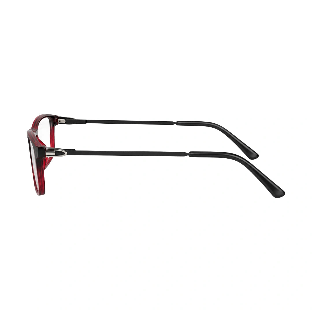 OS Sea Rock 006 full-rim rectangle optical frame in black and red, side profile view