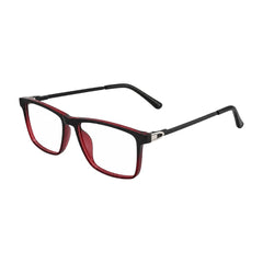 OS Sea Rock 006 full-rim rectangle optical frame in black and red, three-quarter angled view