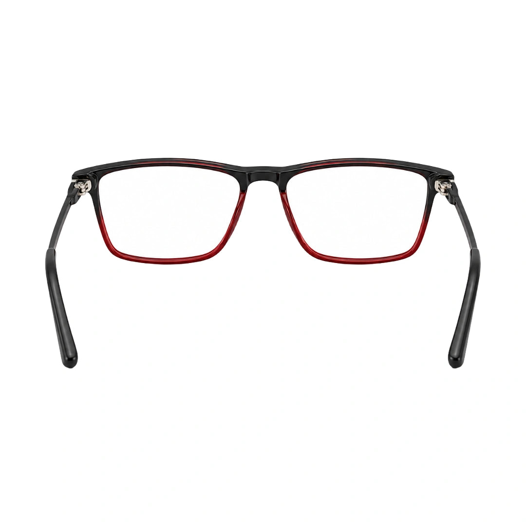 OS Sea Rock 006 full-rim rectangle optical frame in black and red, rear view