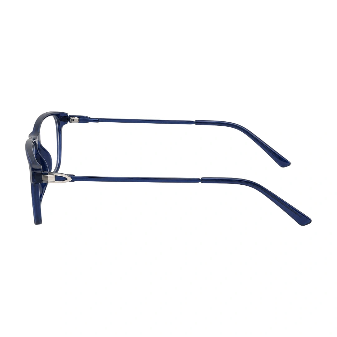 OS Sea Rock 006 full-rim rectangle optical frame in blue, side profile view