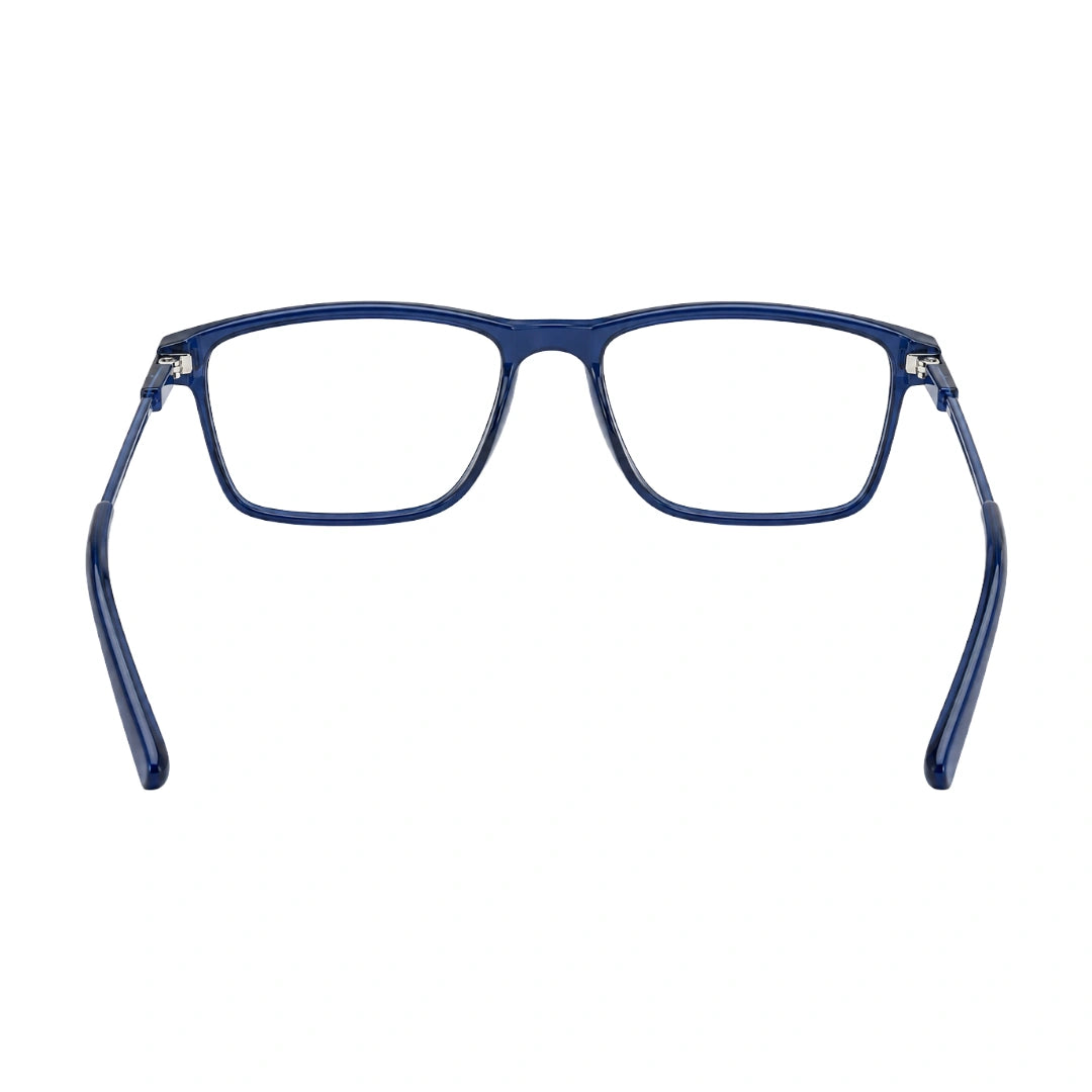 OS Sea Rock 006 full-rim rectangle optical frame in blue, rear view