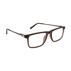 OS Sea Rock 006 full-rim rectangle optical frame in brown, angled view