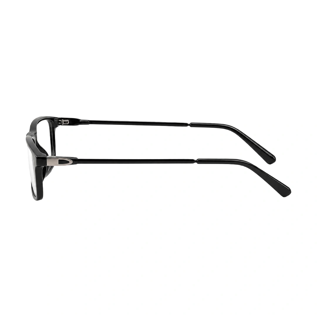 OS Sea Rock 006 full-rim rectangle optical frame in glossy black, side profile view