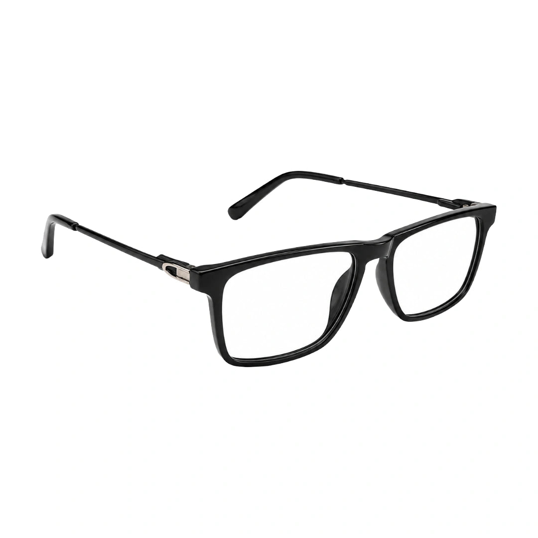 OS Sea Rock 006 full-rim rectangle optical frame in glossy black, angled view