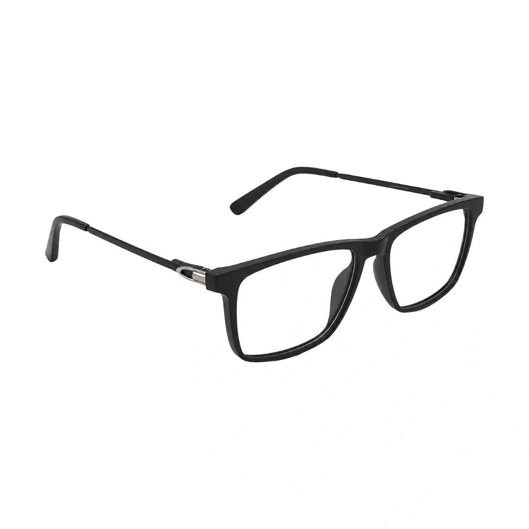 OS Sea Rock 006 full-rim rectangle optical frame in matte black, angled view