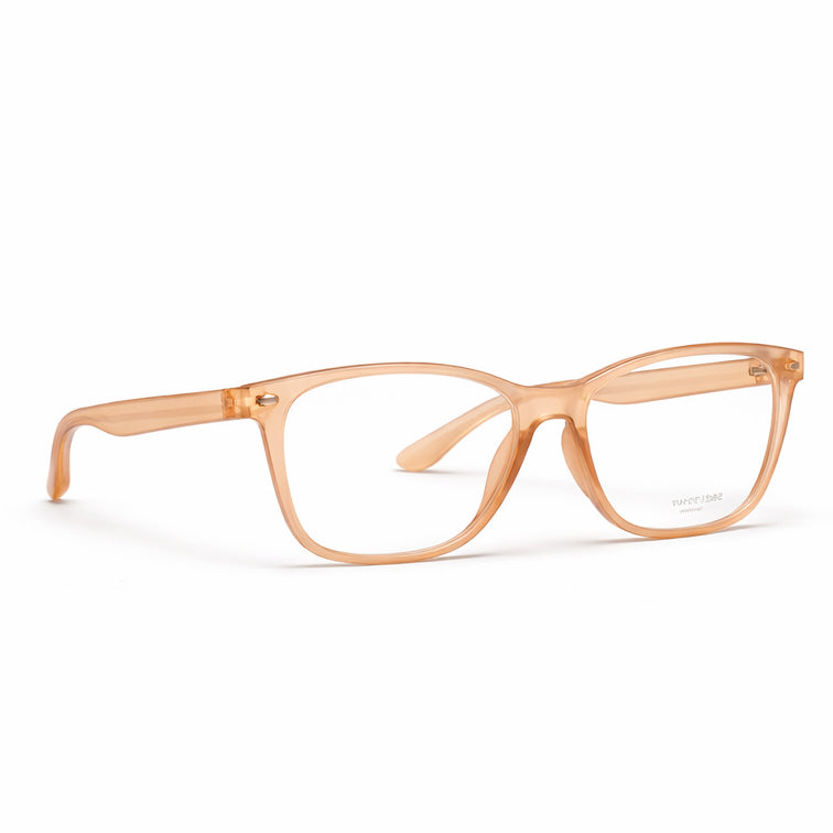 Translucent Peach Rectangular Eyeglasses with Spring Hinges