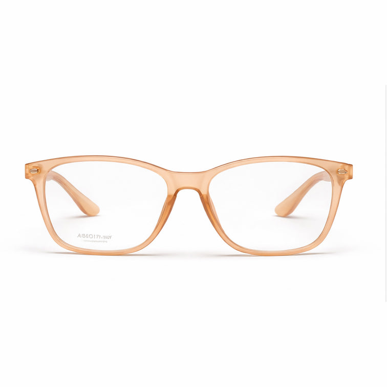 Translucent Peach Rectangular Eyeglasses with Spring Hinges