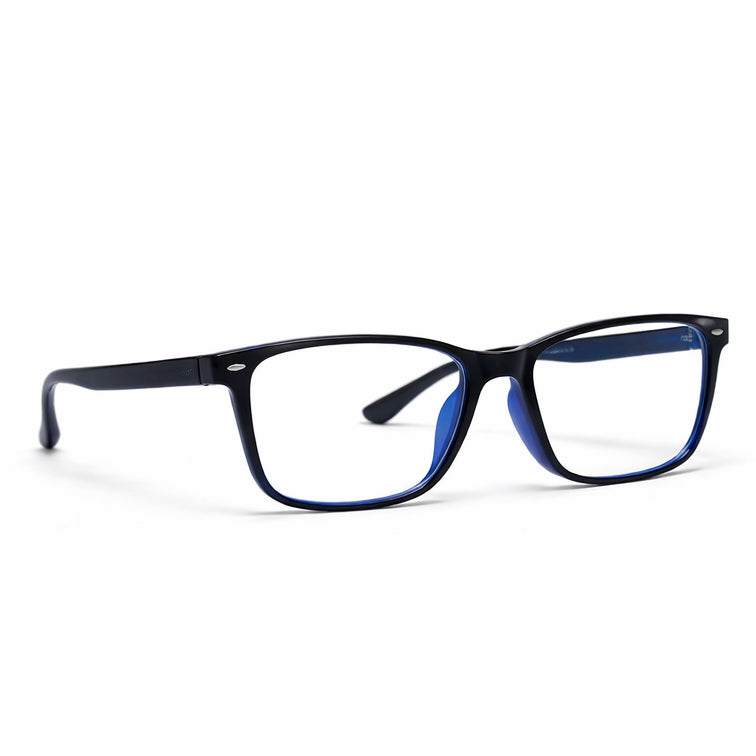 Black and Blue Two-Tone Rectangular Eyeglasses with Spring Hinges