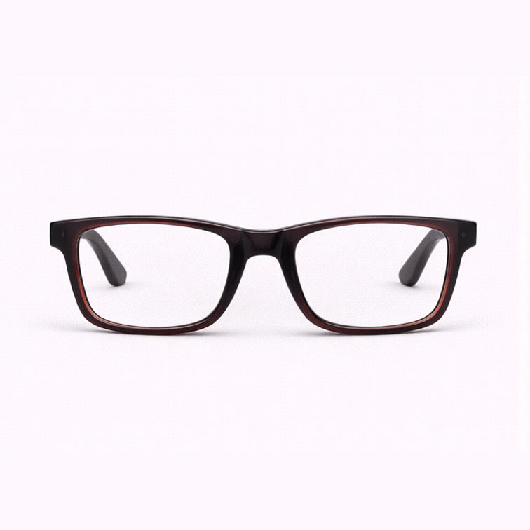 Burgundy Tortoise Rectangular Eyeglasses with Metal Hinges