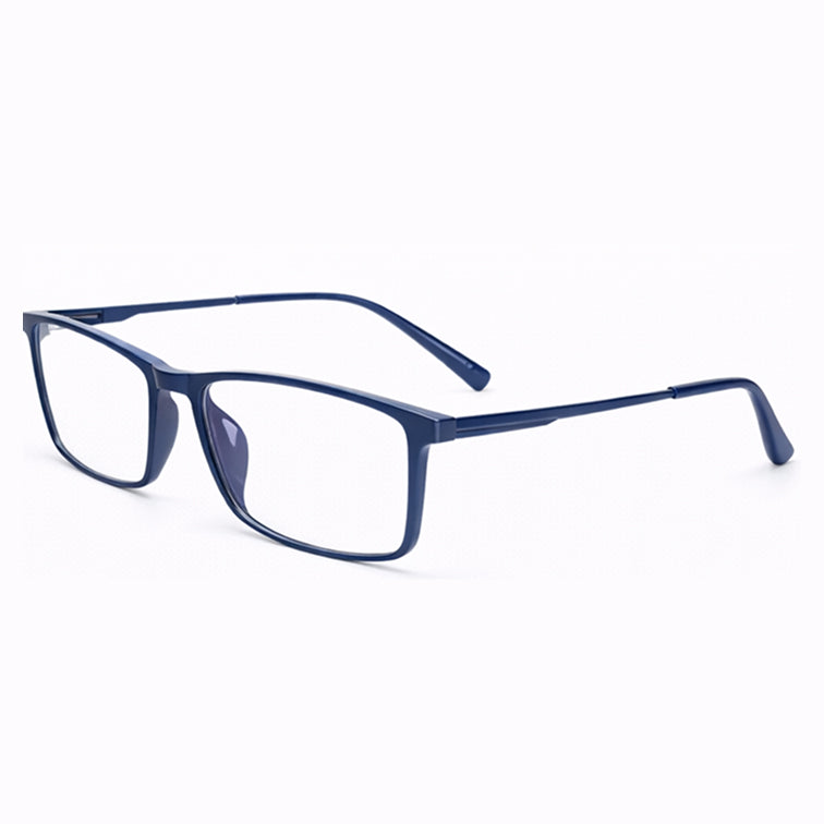 Rectangle Eyeglasses - Navy Blue Lightweight Metal Frame