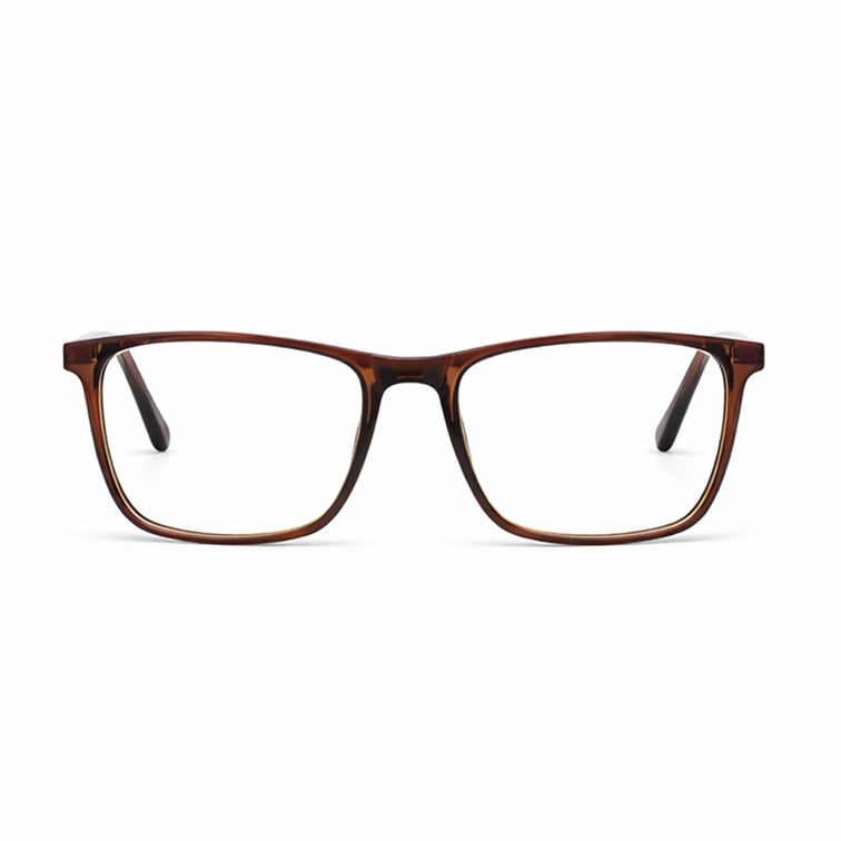Brown Tortoise - Rectangle Metal Temple Eyeglasses