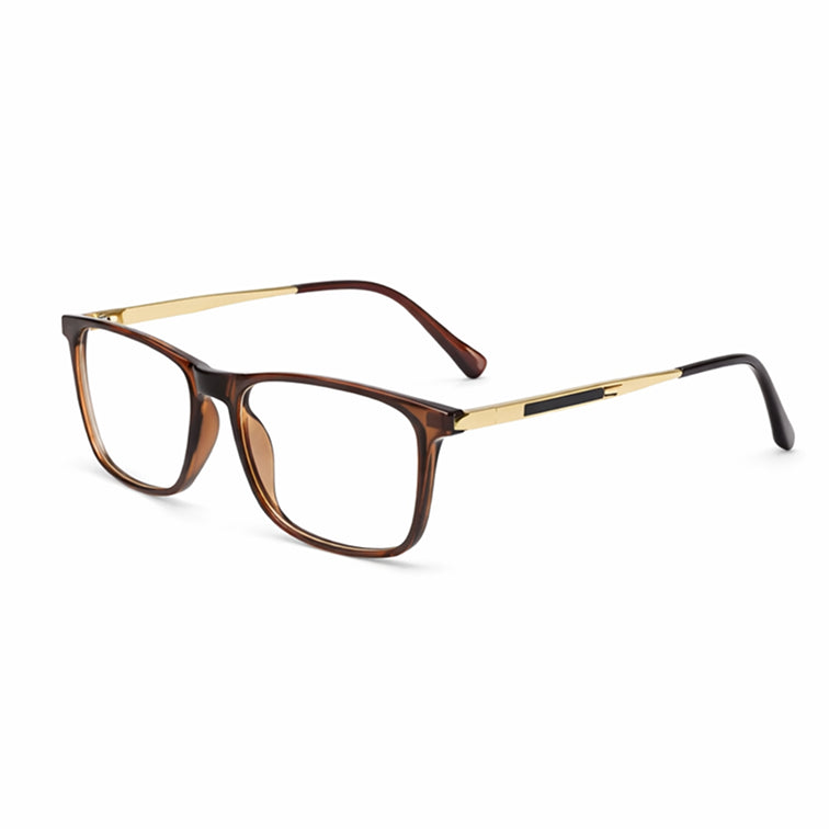 Brown Tortoise - Rectangle Metal Temple Eyeglasses