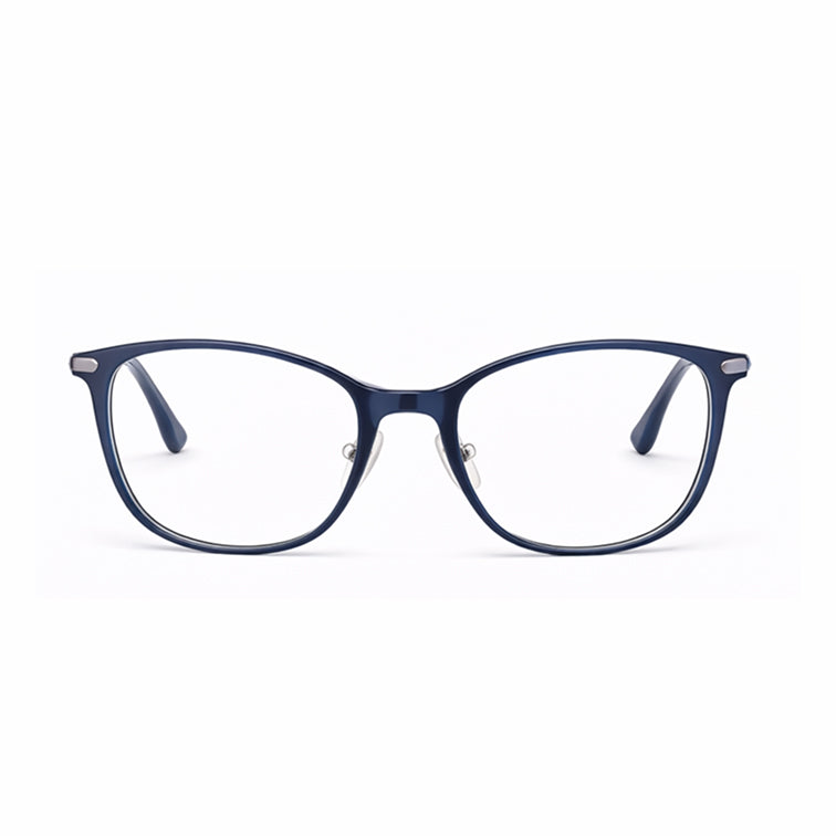 Navy Silver Classic - Rectangle Metal Temple Eyeglasses