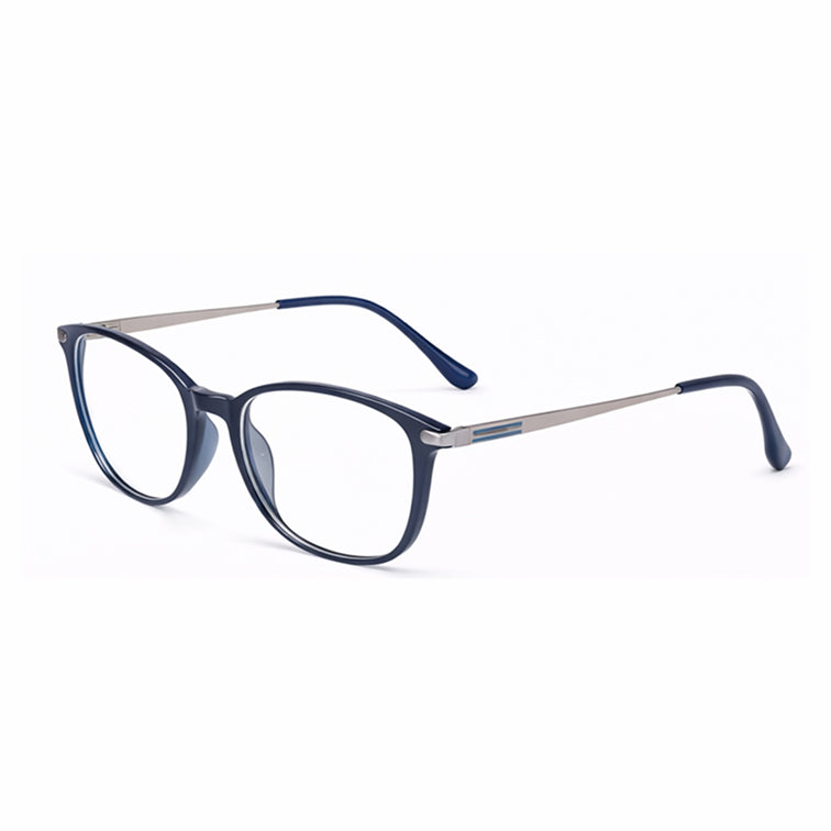Navy Silver Classic - Rectangle Metal Temple Eyeglasses
