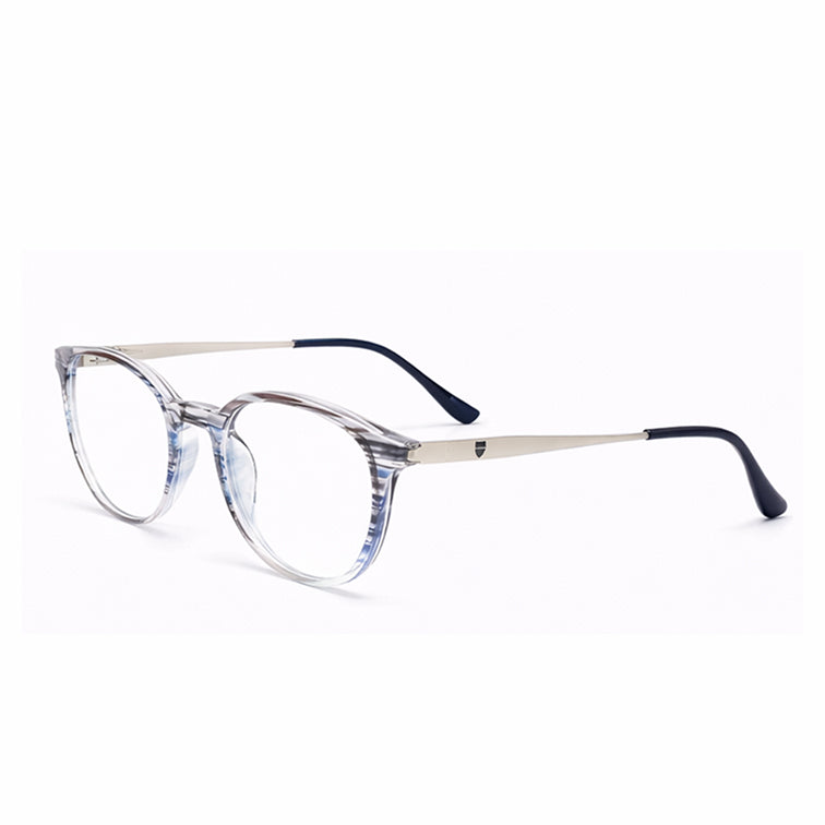 Crystal Stripe - Round Metal Temple Eyeglasses