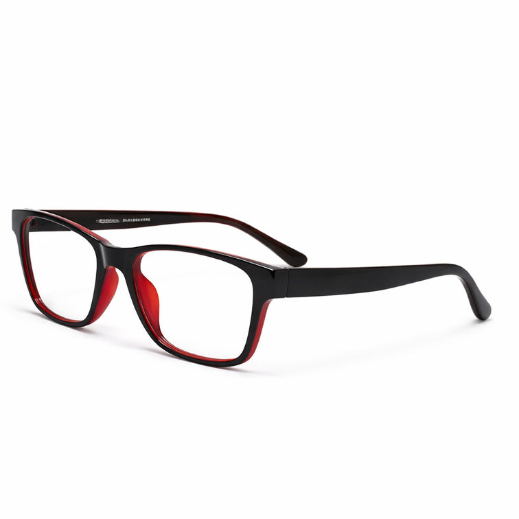 Black & Red Rectangle Eyeglasses - Bold Two-Tone Small Fit