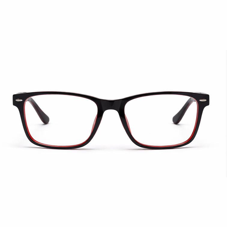 Black & Red Rectangle Eyeglasses - Bold Two-Tone Small Fit
