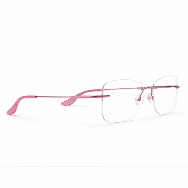 Rimless Rectangular Eyeglasses with Pink Temples-zoom-