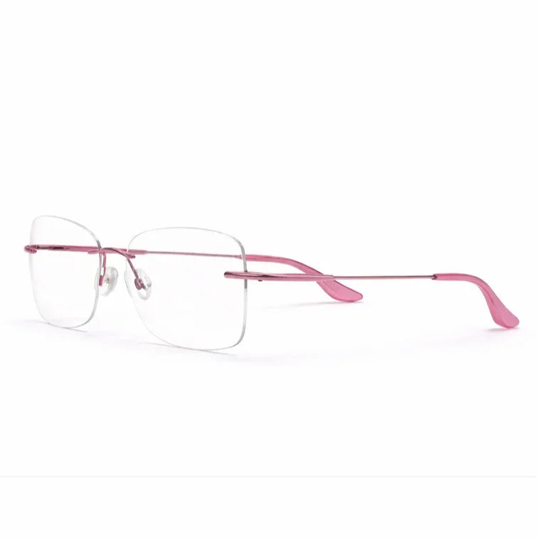 Rimless Rectangular Eyeglasses with Pink Temples-2