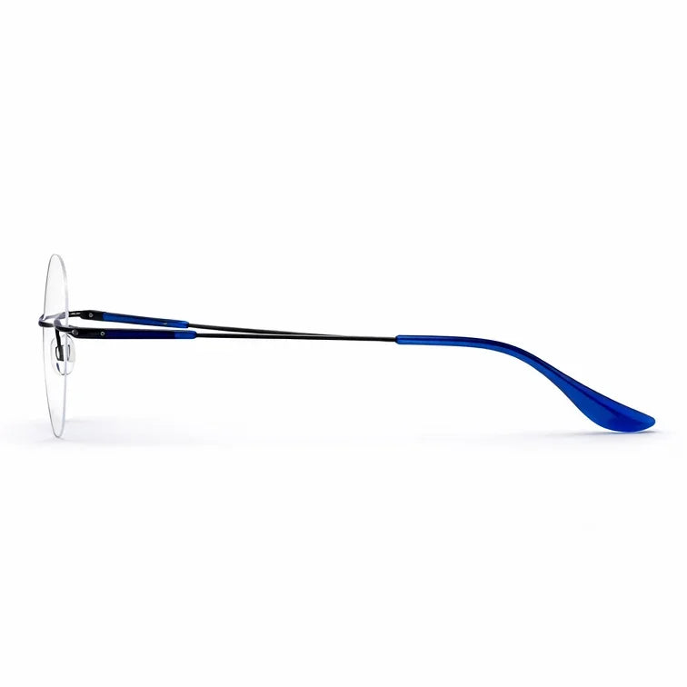 Rimless Aviator Eyeglasses - Blue Temple Lightweight Round Frame-4