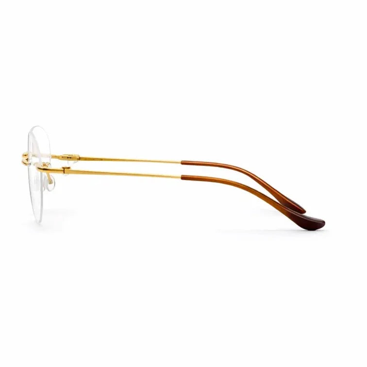 Rimless Aviator Eyeglasses - Gold Tortoise Lightweight Oval Frame-4