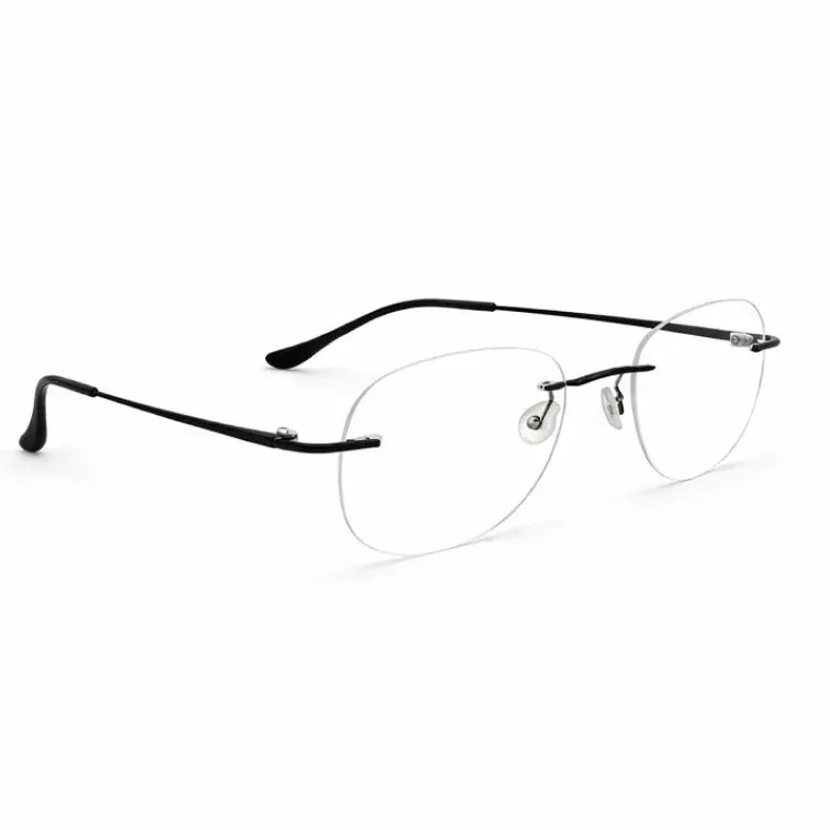 Rimless Rectangular Eyeglasses with Black Temples-zoom-