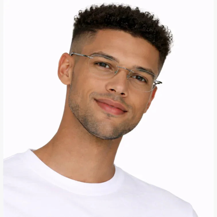 Rimless Rectangular Eyeglasses with Black Temples-zoom-