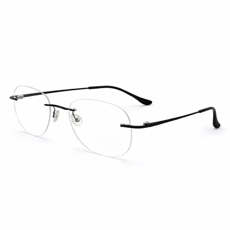 Rimless Rectangular Eyeglasses with Black Temples-zoom-2