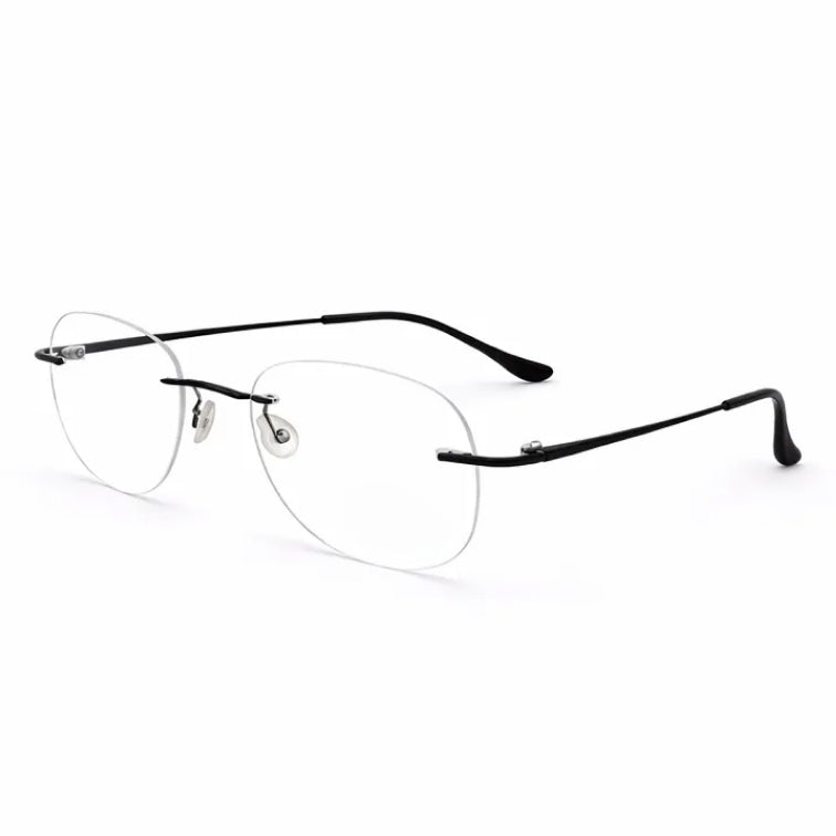 Rimless Rectangular Eyeglasses with Black Temples