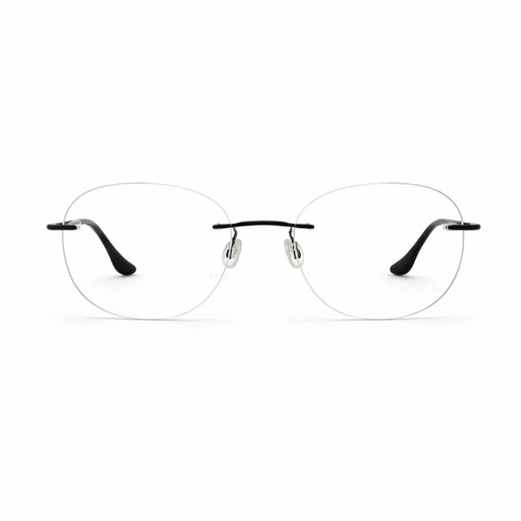Rimless Rectangular Eyeglasses with Black Temples