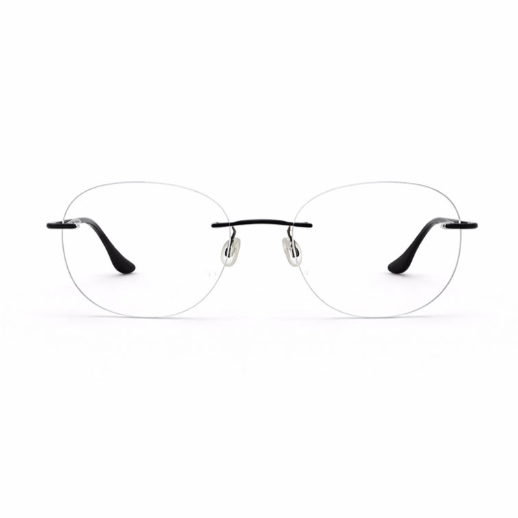 Rimless Rectangular Eyeglasses with Black Temples