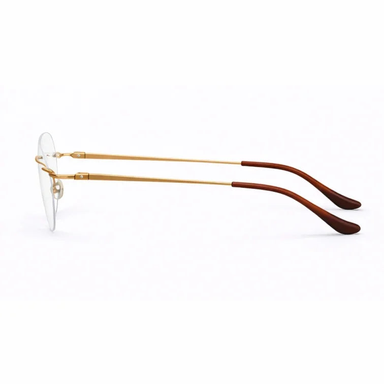 Rimless Rectangle Eyeglasses - Gold Tortoise Lightweight Professional Frame-4